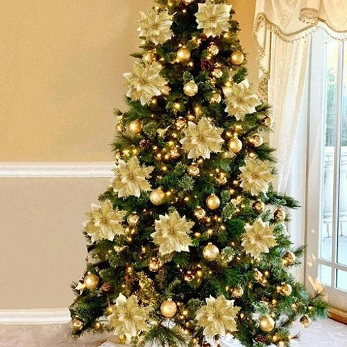 20X Christmas Poinsettia Decorations Flowers Ornaments for Christmas Tree* - Bild 13 von 22