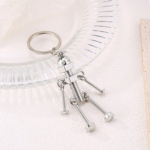 Funny Robot Keychain Metal Screw Body Keyring Bag Pendant Charms Car Key Holder - Picture 4 of 11
