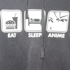 Anime hoodie pullover black mens size small guc e2200