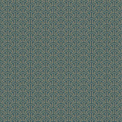 Rasch Majorelle Geometrisch 3D Würfel Gold Türkis Tapete Struktur Vlies Rolle