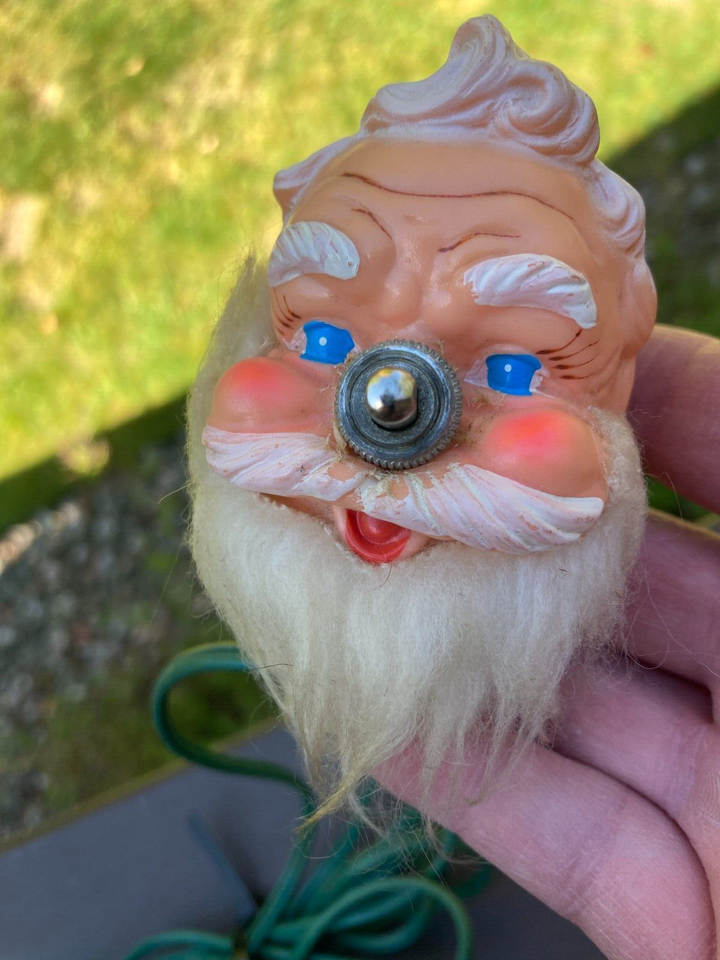 Rare Vintage 1950s Santa On Off Christmas Light Switch Ornament Xmas