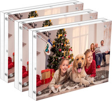 Clear Double-Sided 8x10 Acrylic Photo Frames - 3 Pack for Tabletop Display
