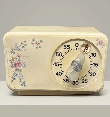 Pfaltzgraff Tea Rose Kitchen Timer Mechanical 60 Min WORKS Patina Kitchencore - image 1 of 4