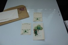 Vintage St. Patrick's Day Lapel Pins Irish Leprechaun Clover Envelope 1963
