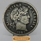 1907 Barber Silver Dime, 90% Silver, Partial Liberty - #C57639NQ