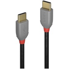 Image of LINDY 36871 USB 2.0 USB-C plug to USB-C plug cable 1m Black Grey