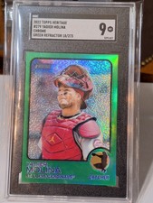 2022 Topps Heritage Yadier Molina Green Refraxtor 18/273 #279 SGC 9