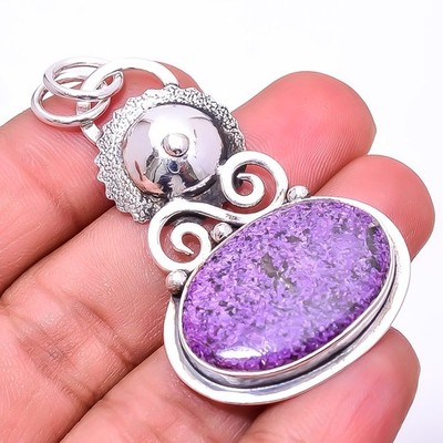 Purpurite - Faires Tin Mine Designer 925 Sterling Silver Pendant 2.18'' P38