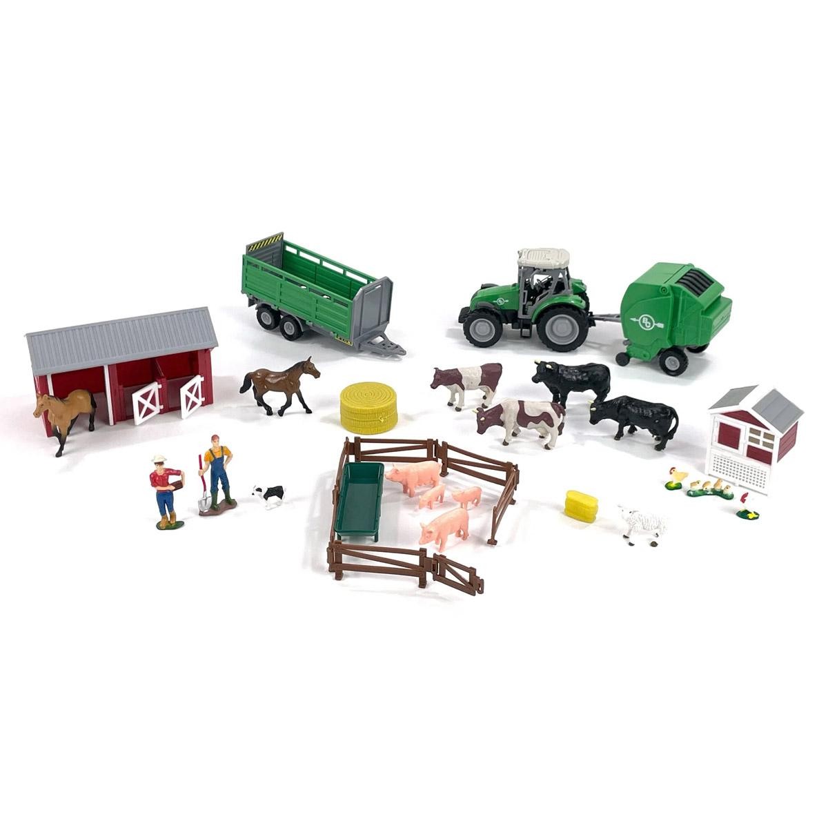 1/32 Big Country Toys Игровой набор для фермы из 30 предметов, пресс-подборщик тракторных животных 501