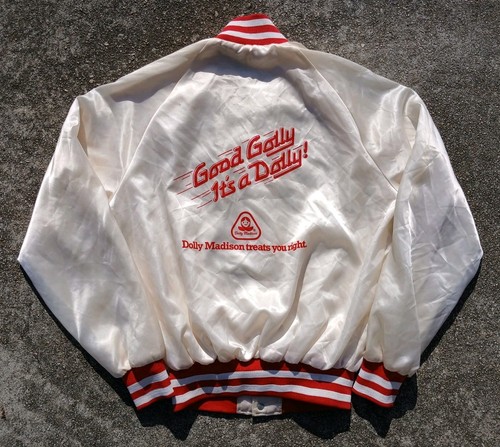 Vintage MVP Corp Satin Bomber Jacket Dolly Madison Treats