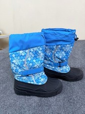 LL Bean Northwoods Snow Boots Blue Snowflake Nylon Winter Kids Size 6