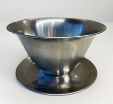 Vintage MCM Stainless Gravy Boat Serving Bowl Dish 18/8 Denmark Danish, 5”x3”