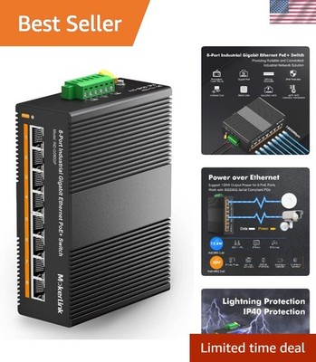 8-Port DIN-Rail Ethernet Switch with 16Gbps Capacity for Industrial Applications