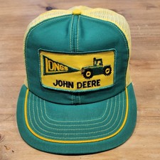 Vintage John Deere Trucker Hat Snapback Mesh 70s 80s Longs Tractor Patch USA