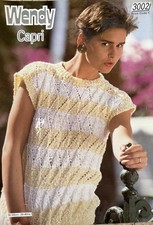 Wendy Capri Knitting Pattern 3002 Lady’s Striped Lace Top 30-40"