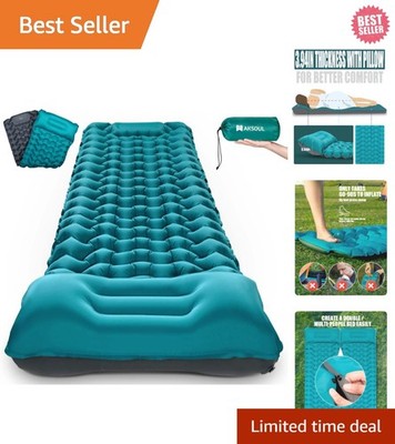 Camping Sleeping Pad 3.9in Thick with Built-In Foot Pump & Pillow
