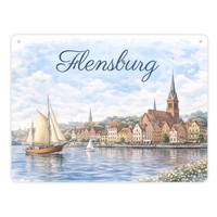 Hafenstadt Flensburg Metallschild XL In 21X28 Cm FüR KüStenliebhaber