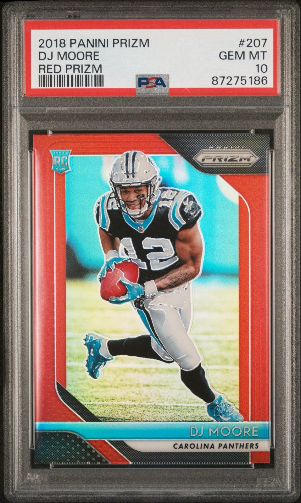 2018 Panini Prizm DJ Moore RC Rookie #207 Red SSP PSA 10 Panthers