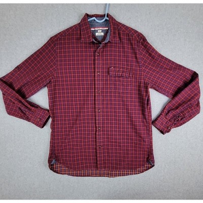 Tommy Hilfiger Shirt Mens Size Medium Custom Fit Button Down Roll Tab Sleeves
