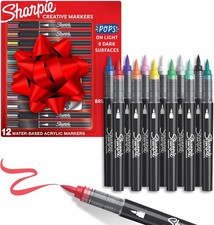 Sharpie Creative Markers, Water-Based Acrylic, Brush 12 Count, Multicolor