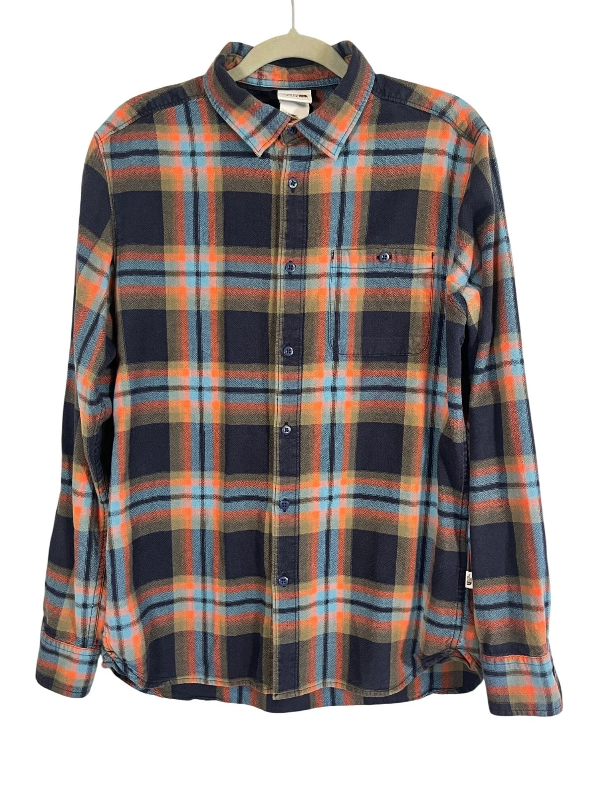 North Face Flannel Check Shirt M Orange Plaid Lumberjack Outdoor Grunge Skater