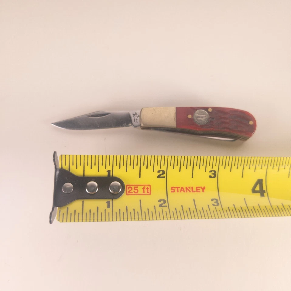 Talheres Frost Copperhead 2 lâminas vermelho osso irregular Paquistão Chattanooga TN Shield - Imagem 4 de 4