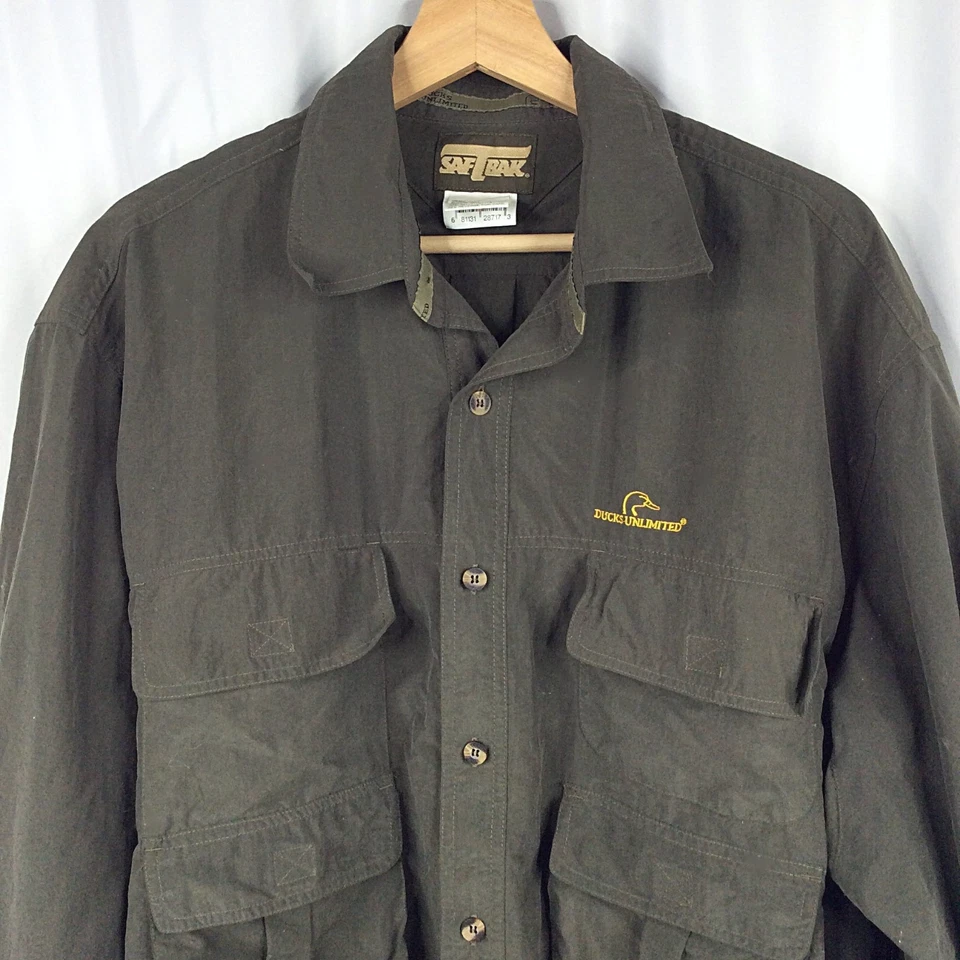 Camisa Ducks Unlimited SafTbak Para Hombres Talla XL Bolsillo de Carga Aves Pájaro Caza Verde Foto 3 de 4