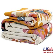 Cotton Boho Blanket Reversible Lightweight Soft Muslin Floral Design New