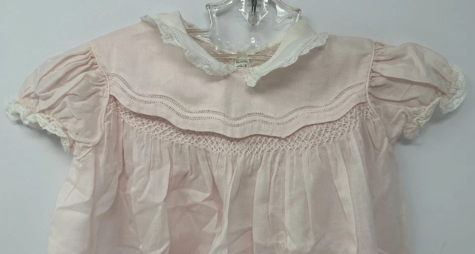 Vestido rosa vintage de los hermanos Feltman para niñas pequeñas Filipinas 100 % algodón Foto 2 de 4