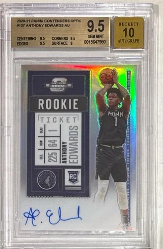 2020-21 Anthony Edwards Contenders Optic Auto Rookie Ticket RC- BGS 9.5 Gem Mint
