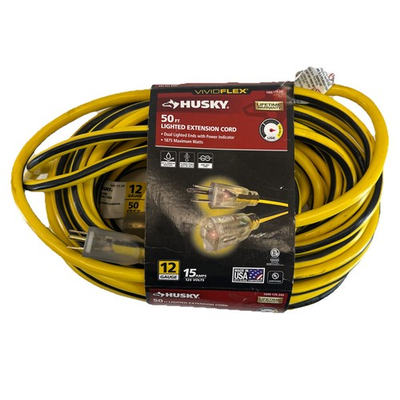 #ad #ad Husky VividFlex 50 ft. 12 3 Heavy Duty Indoor Outdoor Extension Cord Yellow $49.95