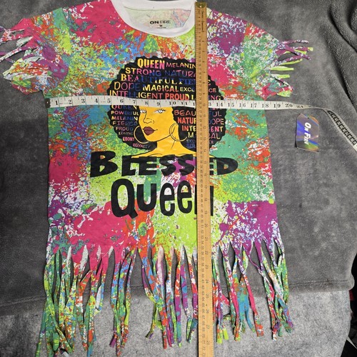 On Fire Shirt Erwachsene Medium AOP Blessed Queen Batik Fransen Splatter Melanin Afro - Bild 17 von 20