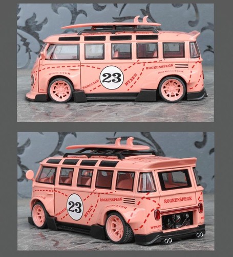 1:32 Scale Volkswagen T1 Transporter Model Toy with Sound Light Bus for Kids Gif - Picture 17 of 27