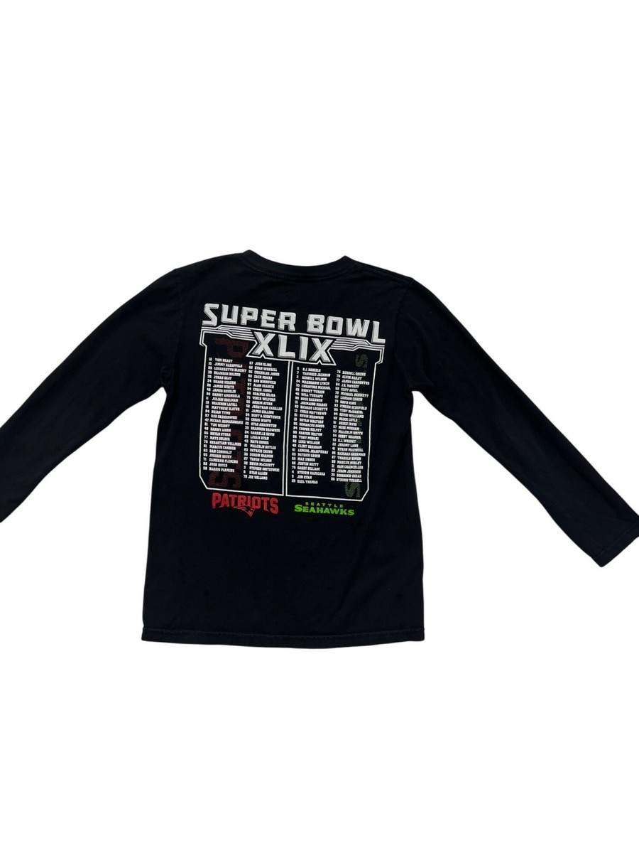 NFL Super Bowl XLIX Patriots vs Seahawks Long Sleeve T-Shirt #376A
