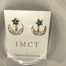 Crescent Moon and Blue Stars 2 Piece Boho Post Set