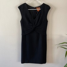 Tory Burch Patrice Sheath Dress Black Twist Front Womens Size 4 Work Cocktail