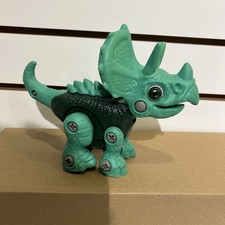 Triceratops Toy Dinosaurs Two Tone Green. Movable Head, Tail, Mouth  Legs