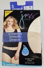 JUST MY SIZE Women's Smooth Stretch Microfiber Hipster Panty 5-Pack,  Size 13