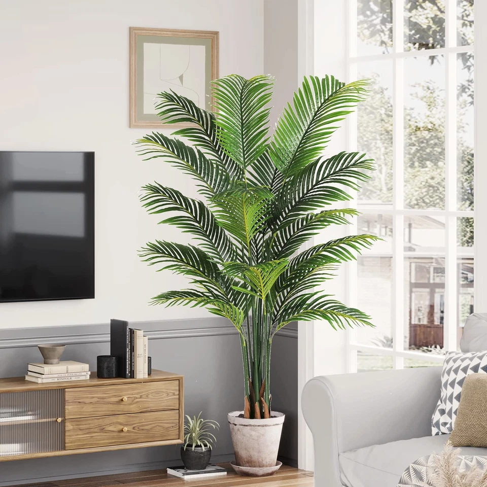 Artificial Fake Palm Tree 6ft Tall with 16 Detachable Trunks Faux Tropical Pa... - Image 4 of 4