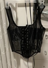 New Tags Black Lace Up Corset Size Small With Boning