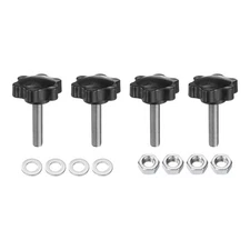 4pcs Star Knobs M8 x 35mm 304 Stainless Steel Stud 38mm 6-Star Head Nuts Washers
