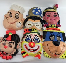 Vintage Halloween Plastic Masks Lot of 6 Pope...