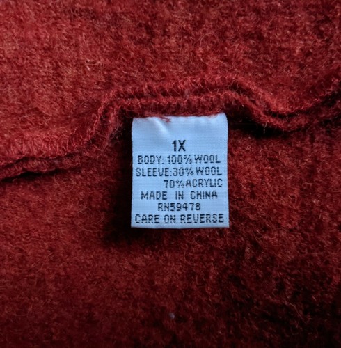 Carole Little Mujer Plus 1X Cárdigan Suéter 100% Lana Cremallera Completa Bolsillos Naranja - Imagen 7 de 8