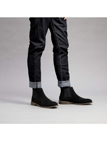 Jousen Milan Herren Wildleder Leder Chelsea Boots Gr. 13 Neu Schwarz - Bild 7 von 7