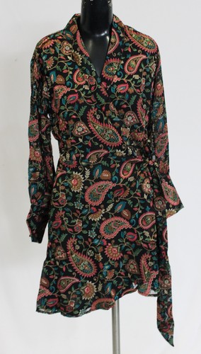 New York & Company Women's Floral Print Long Sleeve Dress MP7 Black Small