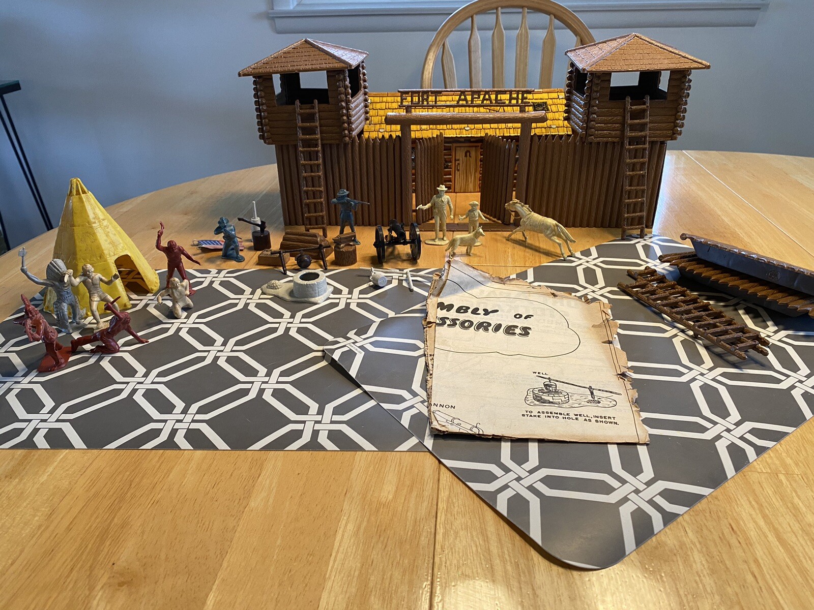 Vintage 1956 Rin Tin Tin Apache Fort Lot; Original Box and Instructions ...