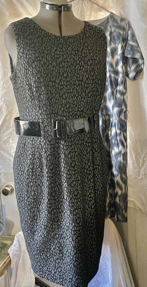 Classiques Entier Calvin Klein Two Belted Dresses US 14 Knee Length Belted Shift - Image 2 of 4