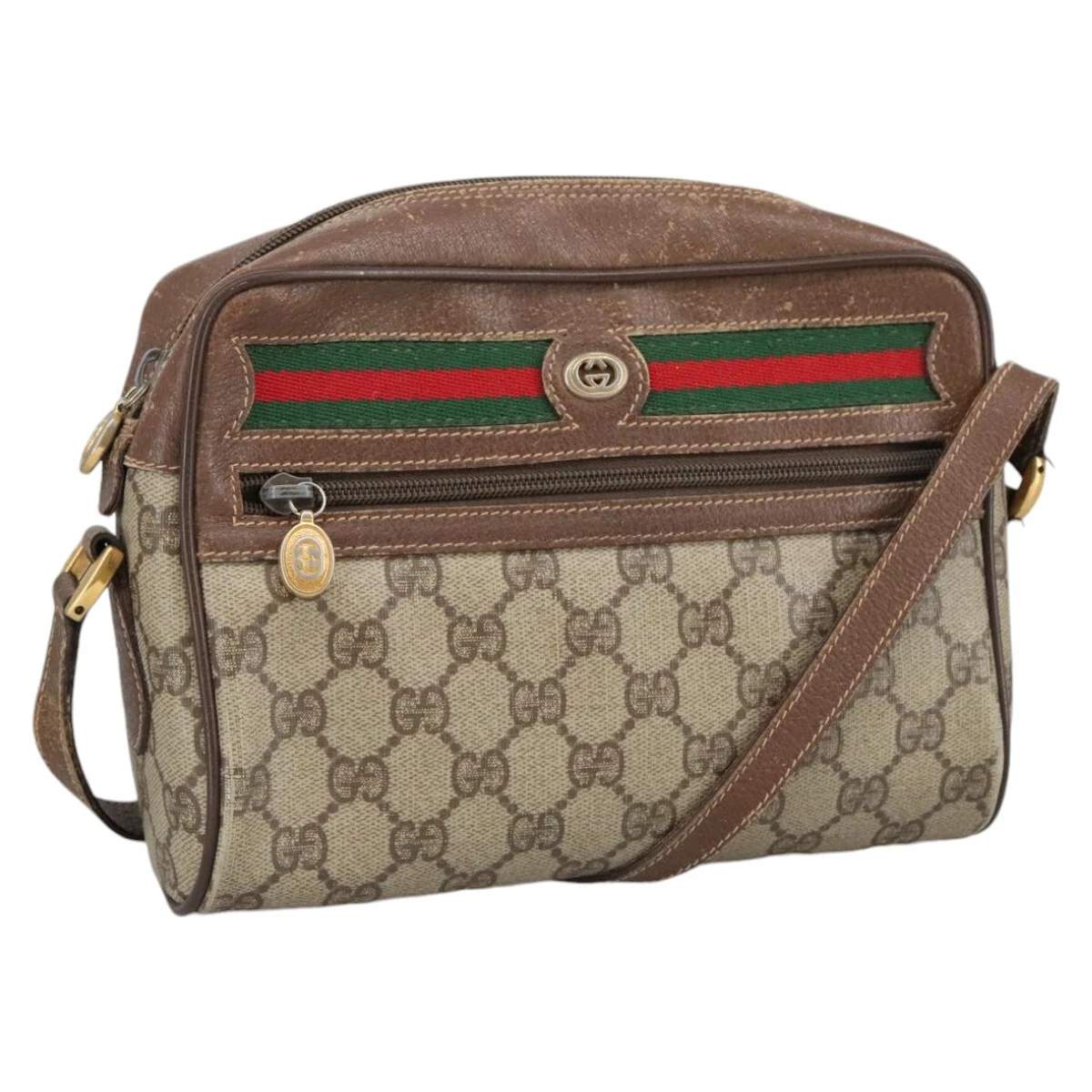 Sac à bandoulière GUCCI GG Supreme Web Sherry Line PVC beige vert rouge authentique ep6771