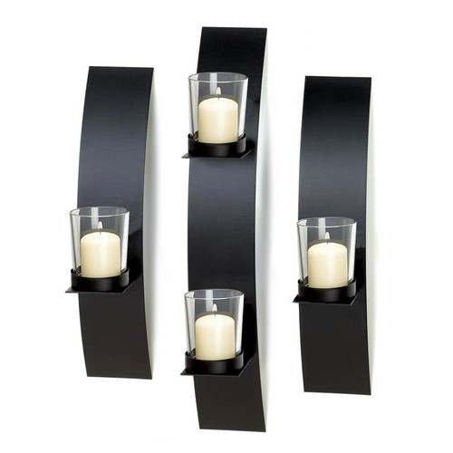 Impresionante Aplique de Pared Contemporáneo Brillo Suave Vidrio Hierro Negro Trío Decoración del Hogar - Imagen 2 de 2