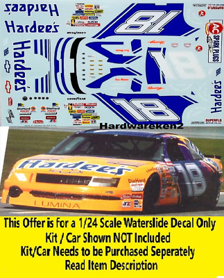 NASCAR DECAL #18 HARDEE'S 1989 CHEVY LUMINA RUSS WHEELER DAYS OF THUNDER 1/24